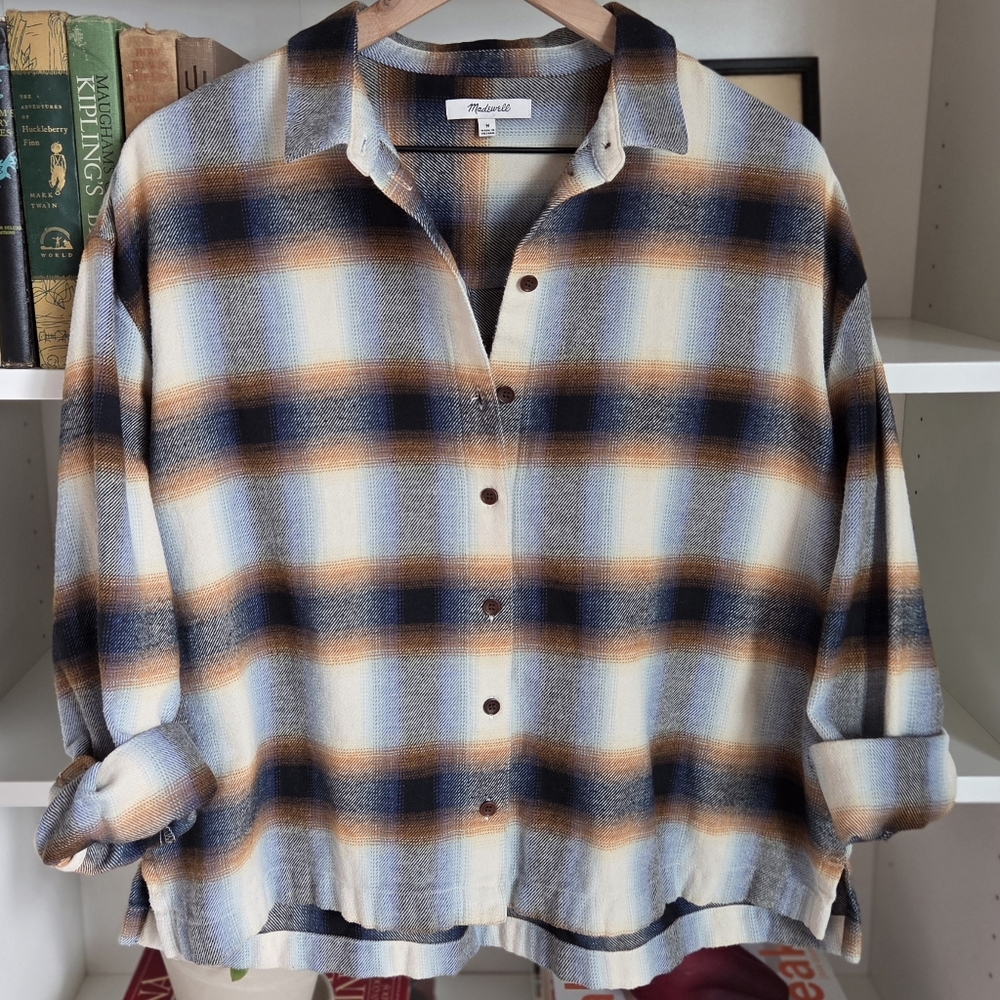Madewell Plaid Button Down Shirt Soft Cotton Flannel Size M - Picture 2 of 5